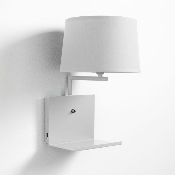 Lampada da parete con mensola in metallo Linkin White