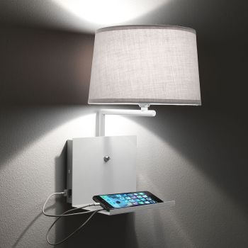 Lampada da parete con mensola in metallo Linkin White 2
