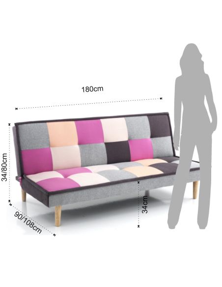 Divano letto Clic Clac in tessuto multicolor design moderno Jorgen