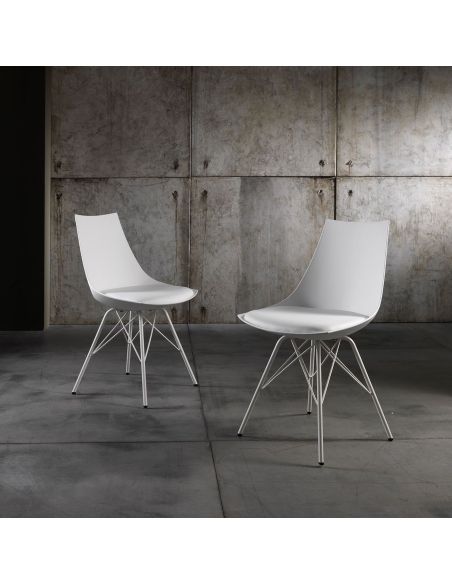 Sedia da cucina in metallo polipropilene ed ecopelle Kirby White Sedia da cucina in metallo polipropilene ed ecopelle Kirby White
