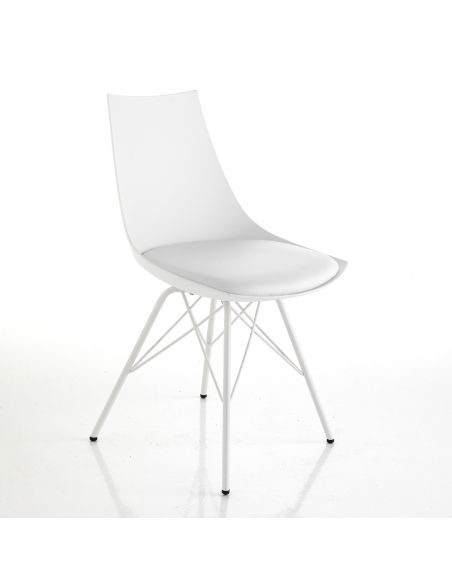 Sedia da cucina in metallo polipropilene ed ecopelle Kirby White Sedia da cucina in metallo polipropilene ed ecopelle Kirby White