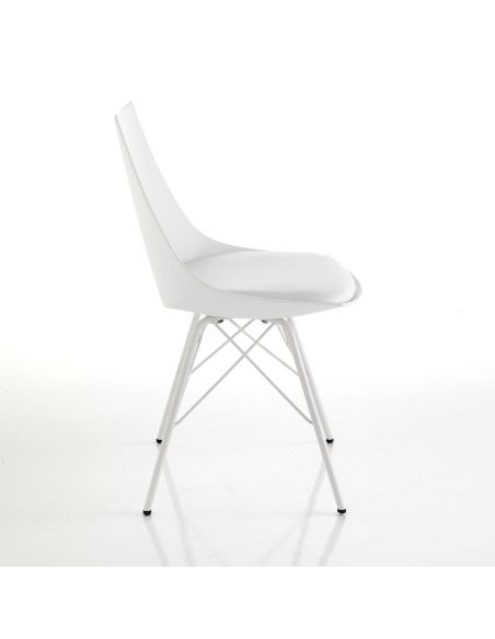 Sedia da cucina in metallo polipropilene ed ecopelle Kirby White Sedia da cucina in metallo polipropilene ed ecopelle Kirby White