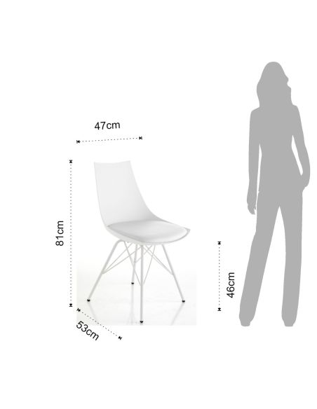 Sedia da cucina in metallo polipropilene ed ecopelle Kirby White Sedia da cucina in metallo polipropilene ed ecopelle Kirby White