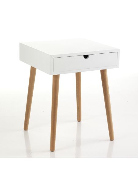 Comodino tavolino in legno massello e MDF Trilly