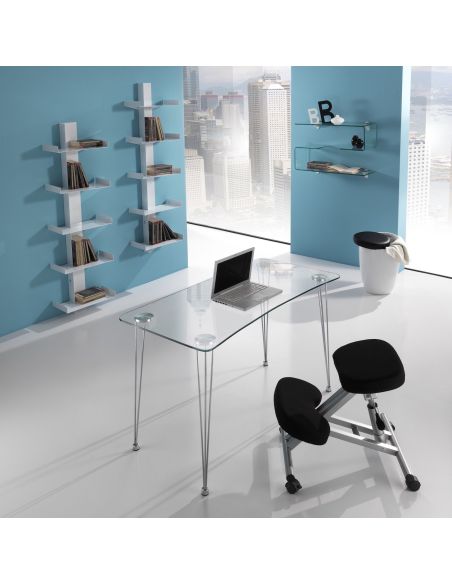 Scrivania porta PC in metallo e vetro 120 cm Kayden