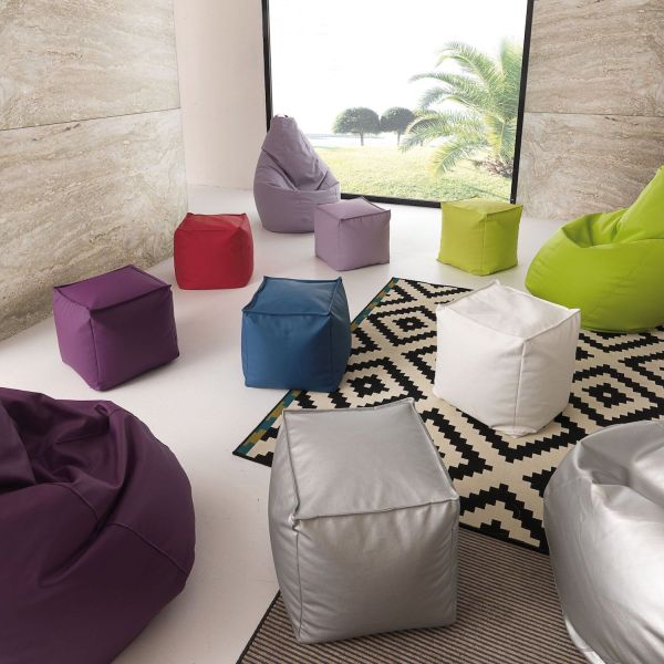 Pouf cubo in ecopelle sfoderabile vari colori Kimer