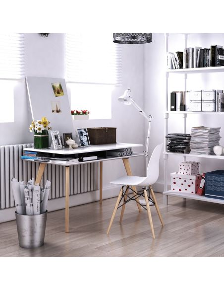 Scrivania design nordico con ripiano Keimo Scrivania design nordico con ripiano Keimo