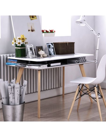 Scrivania design nordico con ripiano Keimo Scrivania design nordico con ripiano Keimo