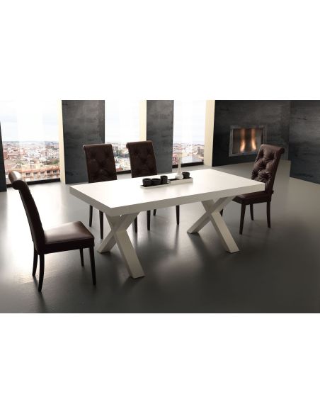 Tavolo allungabile in nobilitato bianco e rovere 160 x 90 cm Aras Tavolo allungabile in nobilitato bianco e rovere 160 x 90 cm Aras