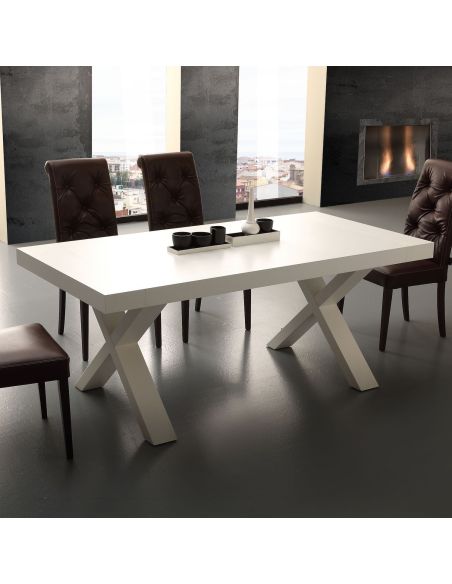 Tavolo allungabile in nobilitato bianco e rovere 160 x 90 cm Aras Tavolo allungabile in nobilitato bianco e rovere 160 x 90 cm Aras