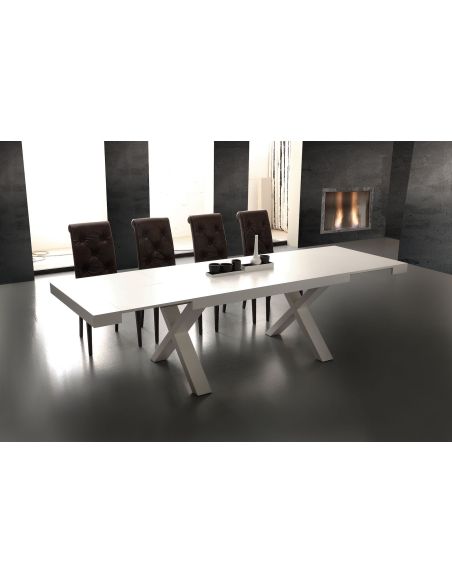 Tavolo allungabile in nobilitato bianco e rovere 160 x 90 cm Aras Tavolo allungabile in nobilitato bianco e rovere 160 x 90 cm Aras