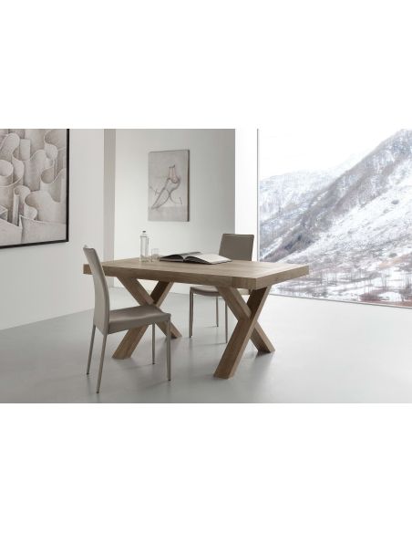 Tavolo allungabile in nobilitato bianco e rovere 160 x 90 cm Aras Tavolo allungabile in nobilitato bianco e rovere 160 x 90 cm Aras
