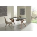 Tavolo allungabile in acciaio vetro legno 160 x 90 cm Nicklas