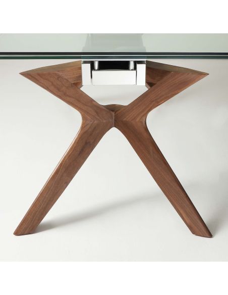 Tavolo allungabile in acciaio vetro legno 160 x 90 cm Nicklas Tavolo allungabile in acciaio vetro legno 160 x 90 cm Nicklas