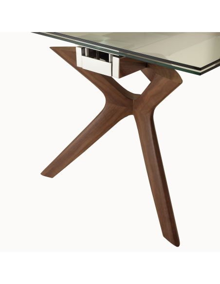 Tavolo allungabile in acciaio vetro legno 160 x 90 cm Nicklas Tavolo allungabile in acciaio vetro legno 160 x 90 cm Nicklas