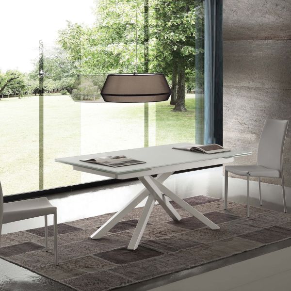 Tavolo allungabile moderno piano in vetro 160 x 90 cm Valdemar Tavolo allungabile moderno piano in vetro 160 x 90 cm Valdemar