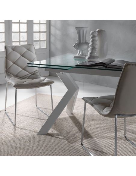 Tavolo allungabile moderno in metallo e vetro 160x90 cm Mats Tavolo allungabile moderno in metallo e vetro 160x90 cm Mats