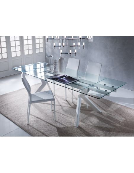 Tavolo allungabile moderno in metallo e vetro 160x90 cm Mats Tavolo allungabile moderno in metallo e vetro 160x90 cm Mats