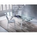 Tavolo allungabile moderno in metallo e vetro 160x90 cm Mats