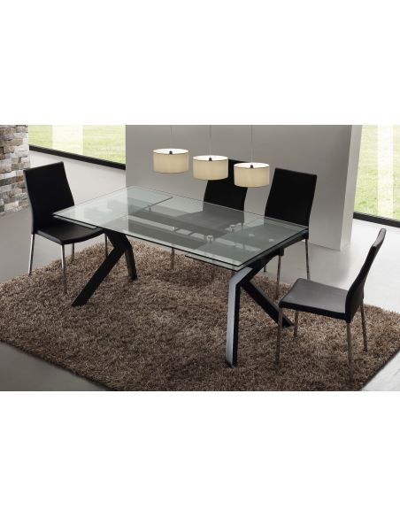 Tavolo allungabile moderno in metallo e vetro 160x90 cm Mats Tavolo allungabile moderno in metallo e vetro 160x90 cm Mats