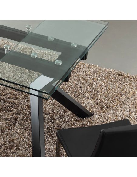 Tavolo allungabile moderno in metallo e vetro 160x90 cm Mats Tavolo allungabile moderno in metallo e vetro 160x90 cm Mats
