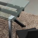 Tavolo allungabile moderno in metallo e vetro 160x90 cm Mats