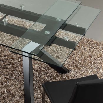 Tavolo allungabile moderno in metallo e vetro 160x90 cm Mats 2