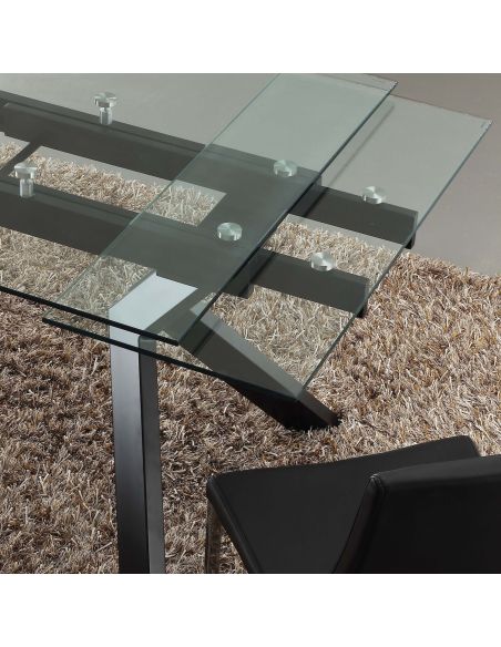 Tavolo allungabile moderno in metallo e vetro 160x90 cm Mats Tavolo allungabile moderno in metallo e vetro 160x90 cm Mats