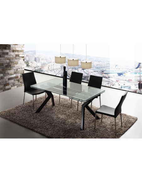 Tavolo allungabile moderno in metallo e vetro 160x90 cm Mats Tavolo allungabile moderno in metallo e vetro 160x90 cm Mats