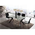 Tavolo allungabile moderno in metallo e vetro 160x90 cm Mats
