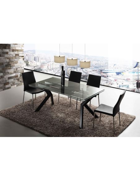 Tavolo allungabile moderno in metallo e vetro 160x90 cm Mats Tavolo allungabile moderno in metallo e vetro 160x90 cm Mats