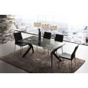 Tavolo allungabile moderno in metallo e vetro 160x90 cm Mats