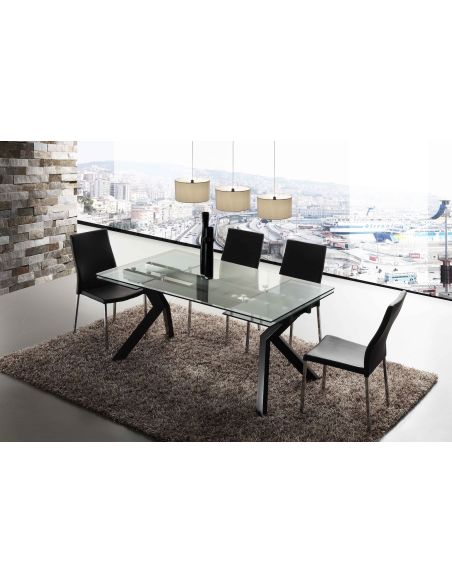 Tavolo allungabile moderno in metallo e vetro 160x90 cm Mats Tavolo allungabile moderno in metallo e vetro 160x90 cm Mats