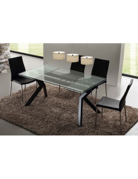 Tavolo allungabile moderno in metallo e vetro 160x90 cm Mats Tavolo allungabile moderno in metallo e vetro 160x90 cm Mats