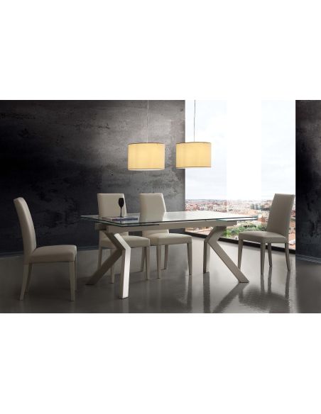 Tavolo allungabile moderno in metallo e vetro 160x90 cm Mats Tavolo allungabile moderno in metallo e vetro 160x90 cm Mats
