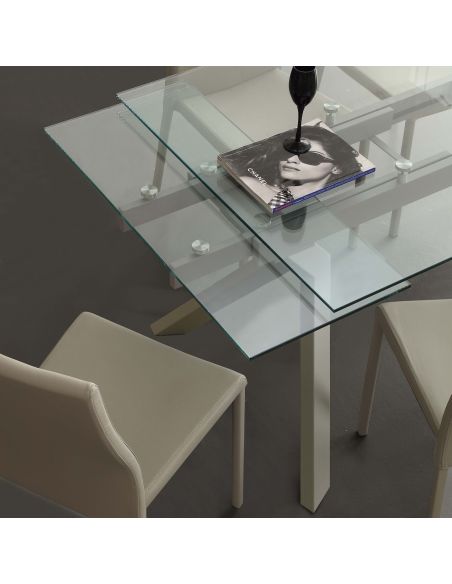 Tavolo allungabile moderno in metallo e vetro 160x90 cm Mats Tavolo allungabile moderno in metallo e vetro 160x90 cm Mats