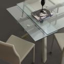 Tavolo allungabile moderno in metallo e vetro 160x90 cm Mats
