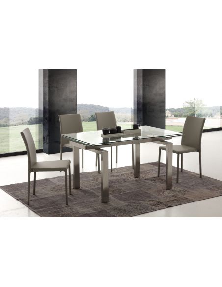 Tavolo allungabile moderno piano in vetro trasparente Damian Tavolo allungabile moderno piano in vetro trasparente Damian