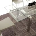 Tavolo allungabile moderno piano in vetro trasparente Damian