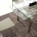 Tavolo allungabile moderno piano in vetro trasparente Damian
