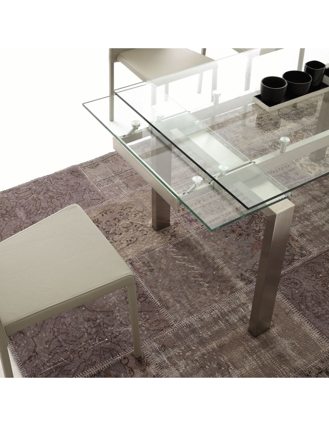 tavolo allungabile in vetro trasparente 140x80 cm damian