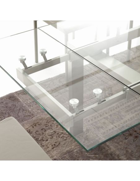 Tavolo allungabile moderno piano in vetro trasparente Damian Tavolo allungabile moderno piano in vetro trasparente Damian