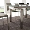 Tavolo allungabile moderno piano in vetro trasparente Damian