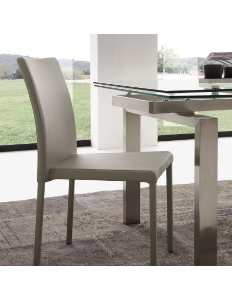 Tavolo allungabile moderno piano in vetro trasparente Damian