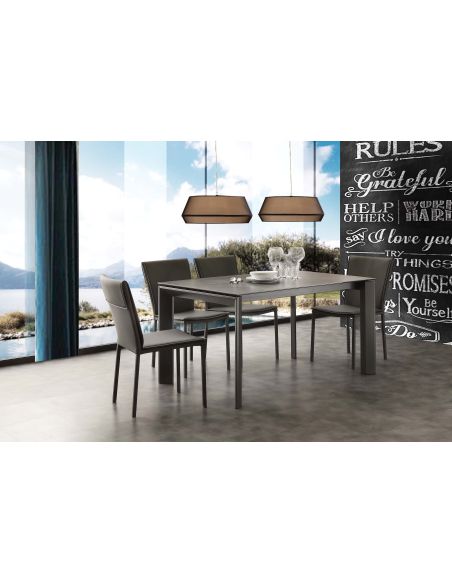 Tavolo allungabile piano vetro ceramica 140 x 90 cm Duarte