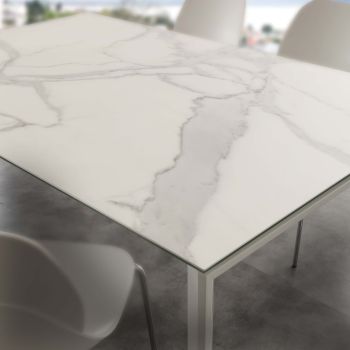 Tavolo allungabile piano vetro ceramica 140 x 90 cm Duarte 2