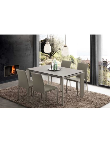 Tavolo allungabile piano vetro ceramica 140 x 90 cm Duarte