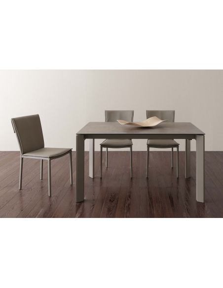 Tavolo allungabile piano vetro ceramica 140 x 90 cm Duarte