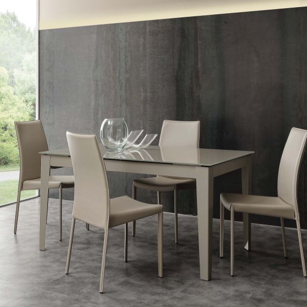 Tavolo allungabile in vetro design moderno 140 x 90 cm Esko