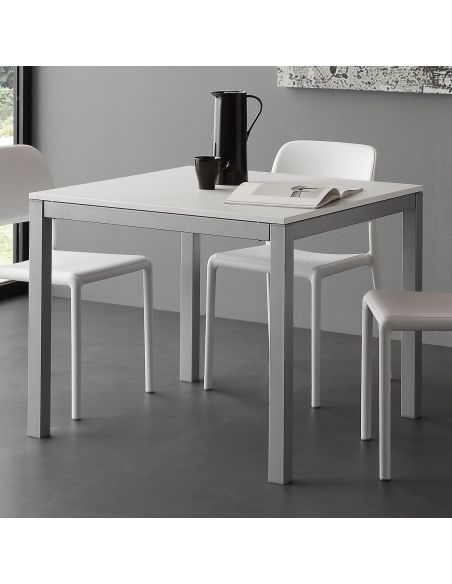 Tavolo quadrato allungabile in metallo e nobilitato Felix QD